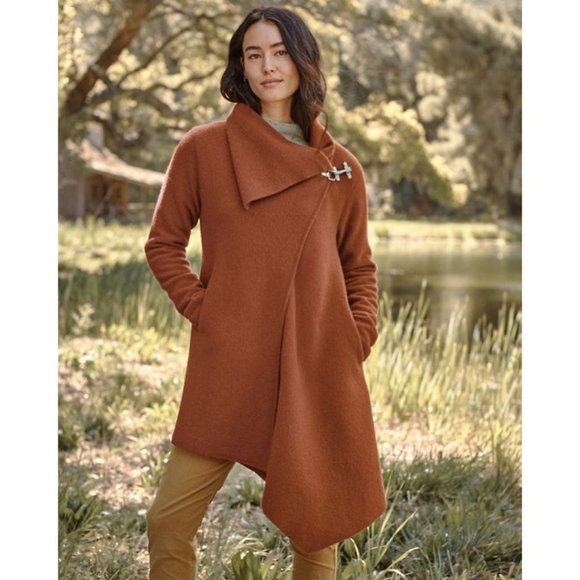 Garnet hill asymmetrical boiled wool coat Clearance